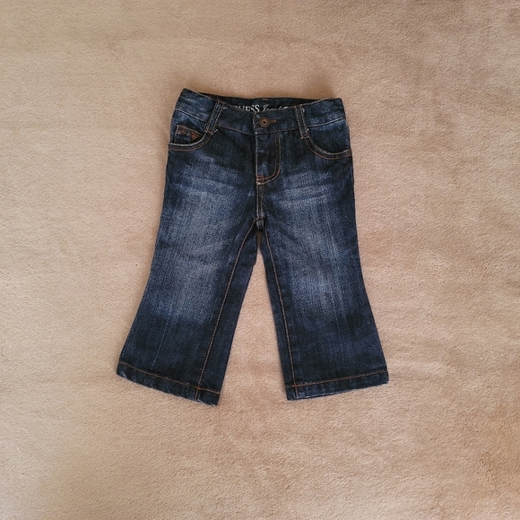 Guess Baby Girl Dark Blue Wash Jeans Boot Cut Size 12M - Picture 1 of 4